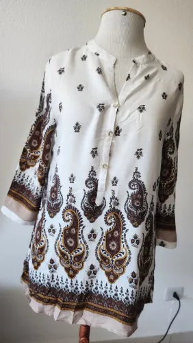 Blusa Camisa em viscose manga 3/4