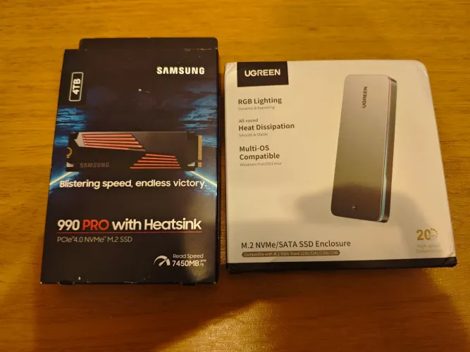 Nvme ssd Samsung 990 Pro 4tb Heatsink, 7450mb + Case Externa Ugreen RGB 20Gbps + Nota.