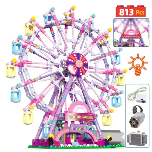 Roda Gigante de blocos de montar(tipo lego) com motor a pilha