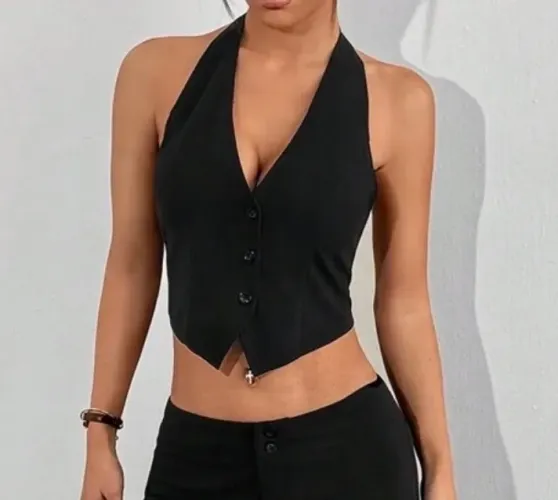 Colete preto Costa nua