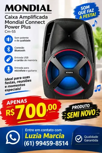 Estou vendendo uma caixa de som amplificada nova na caixa com nota fiscal