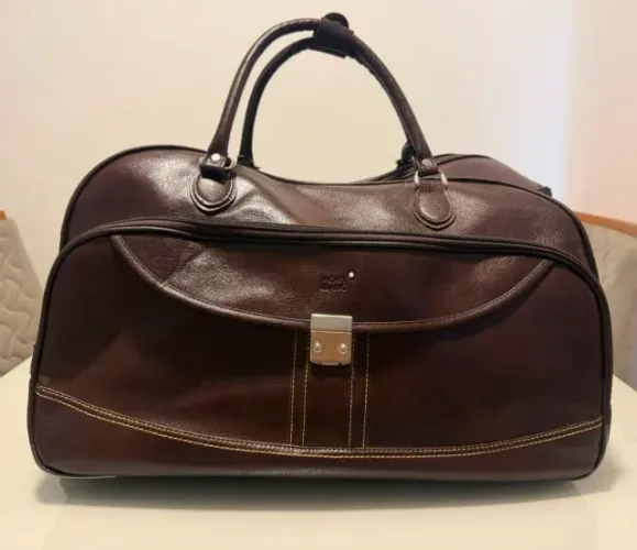 MALA DE BORDO MONTBLANC EM COURO LEGÍTIMO - NOVA