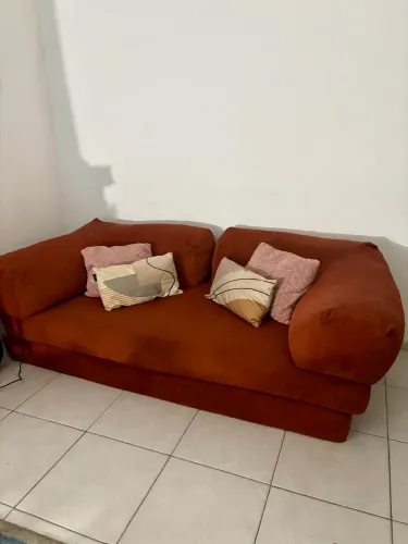 Sofá 2 Em 1 Que Vira Cama Casal Cor Terracota