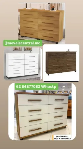 Cômoda Jade 8 Gavetas com Rodinhas