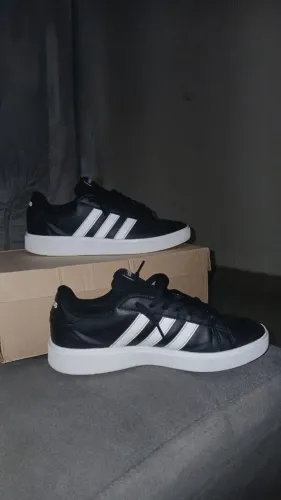 Tênis Adidas Grand Court Preto e Branco Masculino Original - Novo