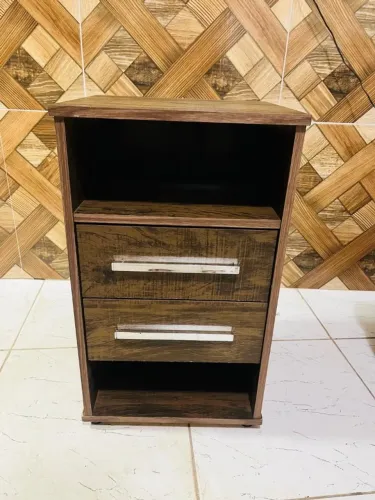 Criado-Mudo em MDF com 2 Gavetas - Cor Madeira Marrom