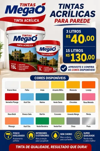 Tintas acrílicas para parede 