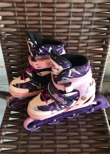 Patins Infantil In-Line Unitoys Radikale Ajustável Tamanho M 33 ao 36
