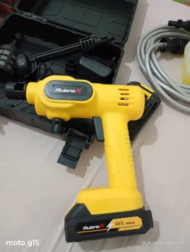 Lavadora De Alta Pressão Portátil A Bateria 48v Rubro-X Usada Apenas 2 Vezes Kit Completo.