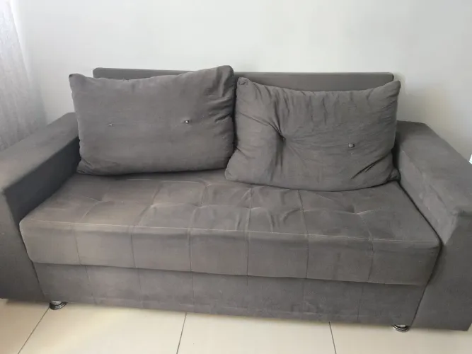 Sofá 2 Lugares Tecido Cinza