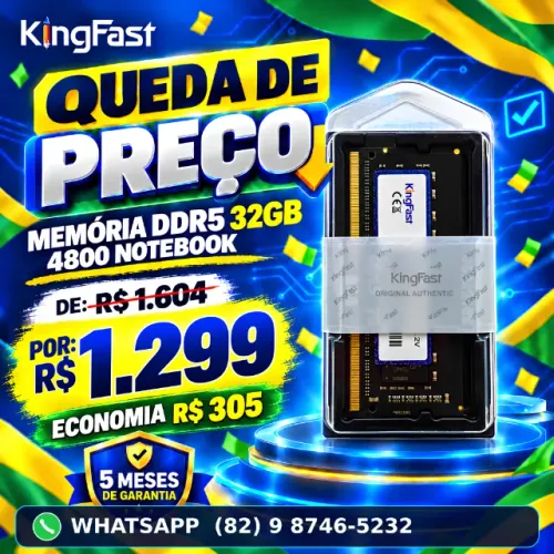 Memória DDR5 32GB 4800MHz notebook ? 10 meses garantia + entrega gratis