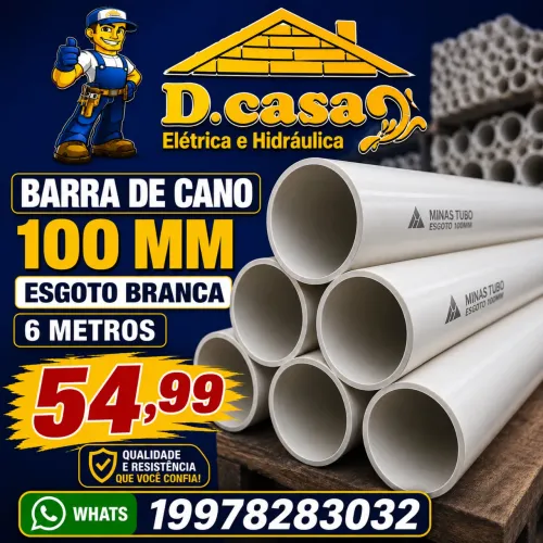 BARRA DE CANO 100 MM 6 METROS ESGOTO