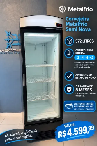 Cervejeira Metalfrio Semi Nova 572L controlador digital -2 -4 -6 +2. Garantia de 8 mês