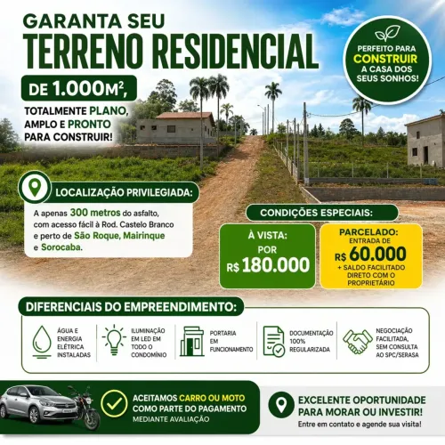 Lote com Água e Energia / Internet e Pronto para Construir