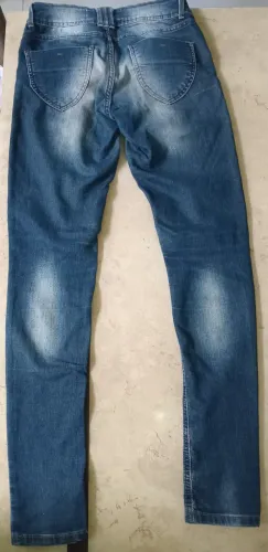 Calça Pool jeans azul escuro efeito desbotado tam 38 Desapego Usada