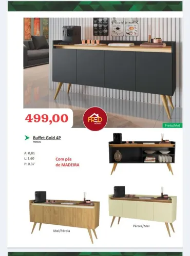 Buffet Gold 4 portas, entrega e monta, super promoção 