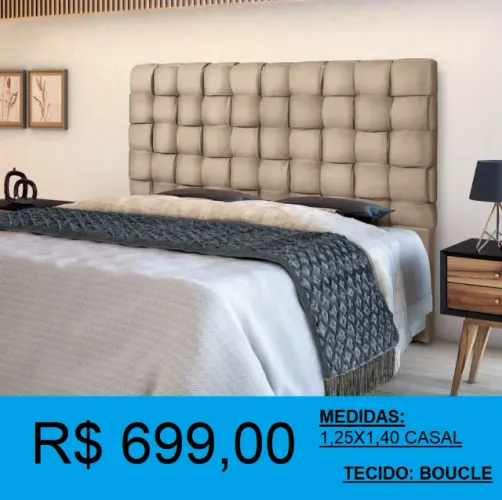 CABECEIRA TECIDO BOUCLE = PRONTA ENTREGA