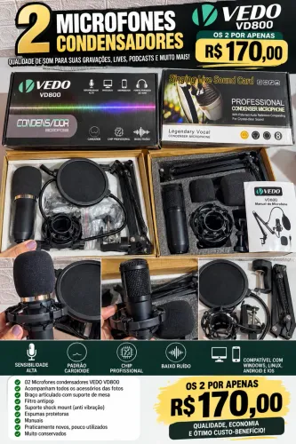 2 microfones condensadores, ótima oportunidade, praticamente novos.