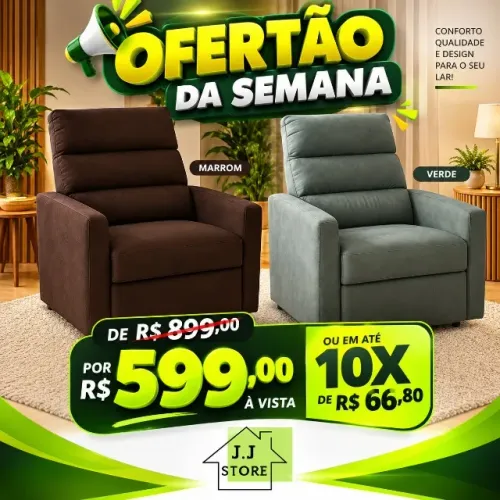 poltrona - turin -  reclinavel - estofada - compre e receba em 72 horas