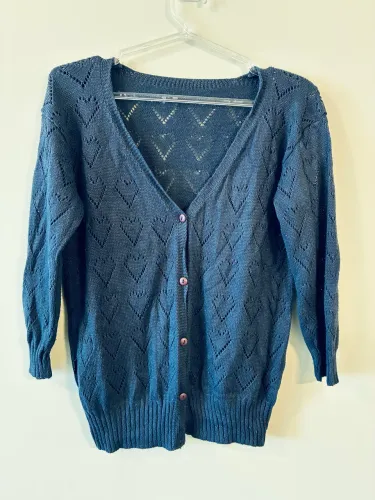 Cardigan Mercatto Azul Corações P