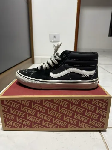 tênis vans sk8-mid preto e branco 43
