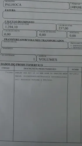 Samsung tab A9 novo na caixa com nota ..usando uma vez ...