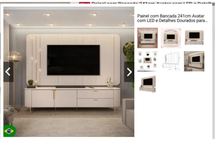 Painel para TV modelo Avatar, com design moderno e acabamento de alto padrão.