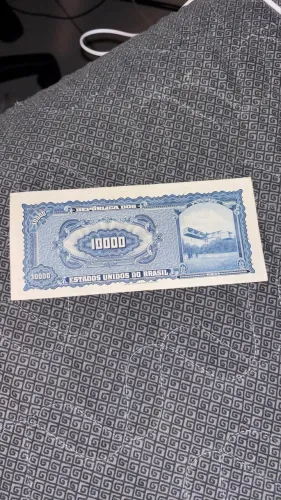 Cédula 10.000 Cruzeiros Carimbo 10 Cruzeiros Novos - Santos Dumont - FE
