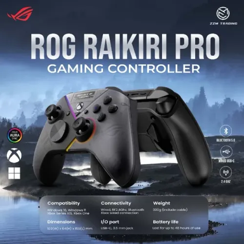 Controle Xbox Asus ROG Raikiri Pro + Adaptador Brook