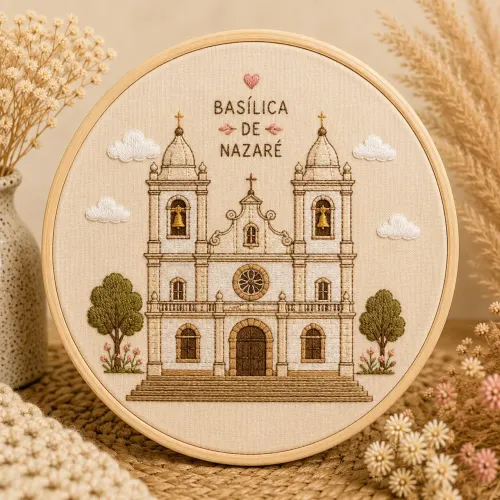 Quadro Bordado Basílica em bastidor 14cm