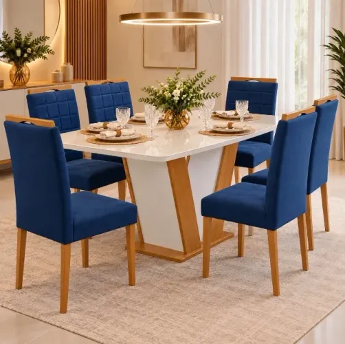 Conjunto Mesa e 6 Cadeiras Cinamurex 160 cm