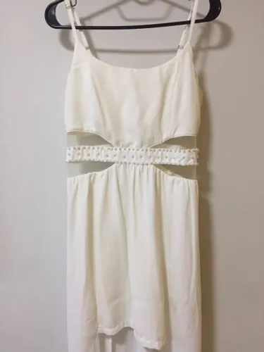 Vestido longo com pérolas Aquamar