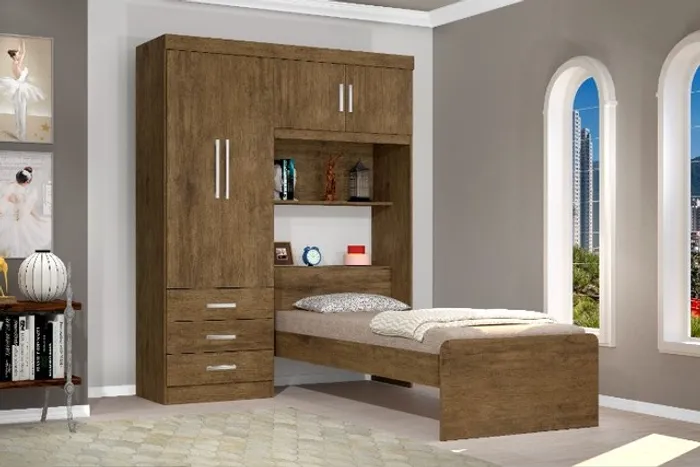 Conjugado de Roupeiro solteiro + Cama solteiro atlas !! Frete + montagemGrátis !!