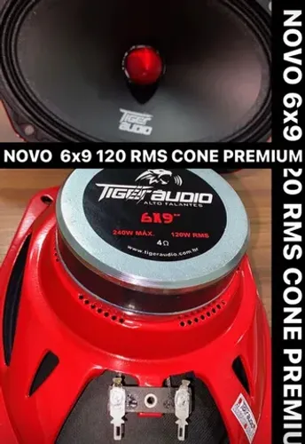 Par 6x9 Tiger Audio cone premium lançamento novo 