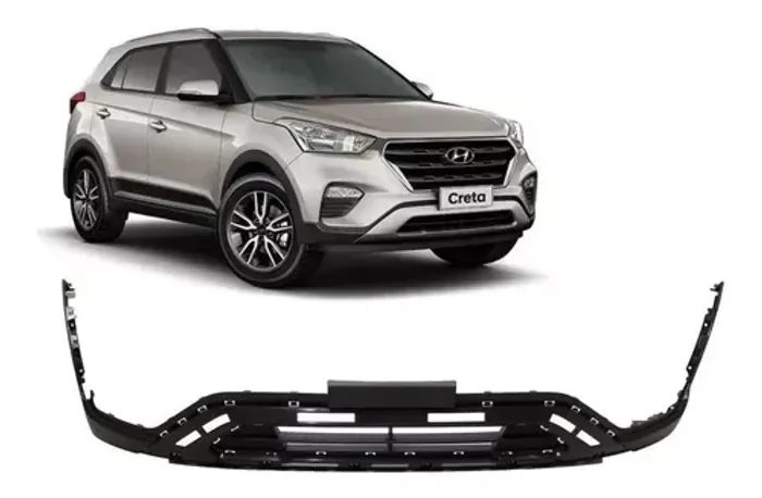 Parachoque Hyundai Creta 2017 à 2019 - Inferior Preto Texturizado - Logomarca - Genuíno