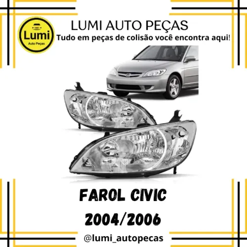 Farol Civic 2004/2006 Cristal - NOVO 