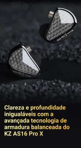 Fone Profissional KZ AS16 Pro X - Altíssima Qualidade, In-ear