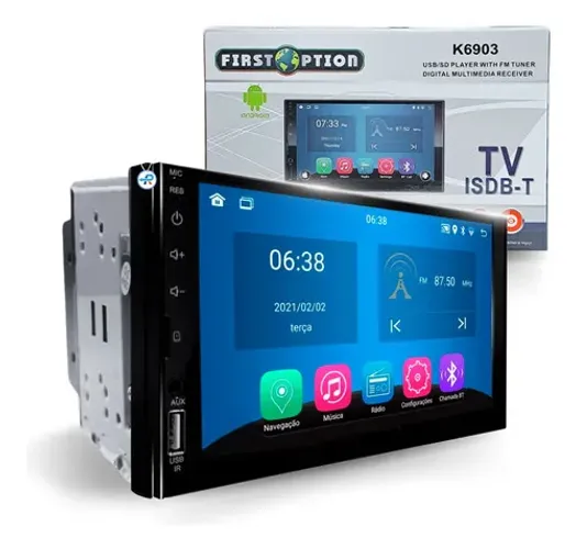 Central Multimidia 7 Pol 2 Din Esp Android Tv Gps Bt Usb Sd
