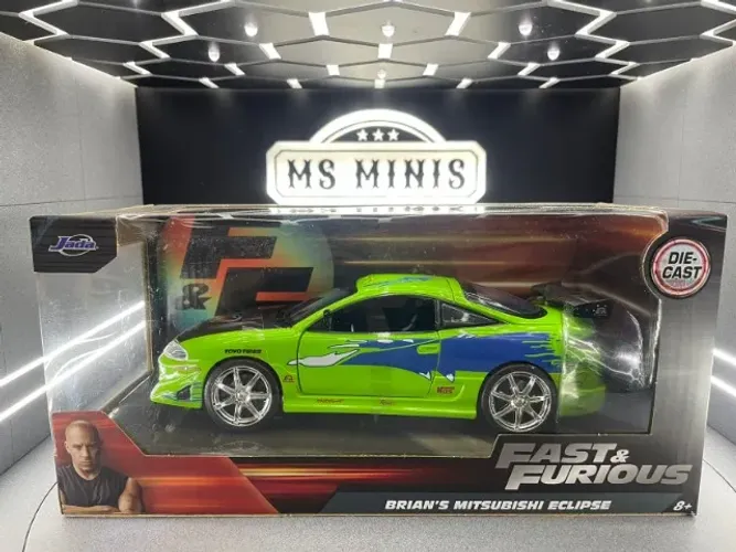 Miniatura Mitsubishi Eclipse Velozes e Furiosos escala 1/24 ( 24 cm comprimento)