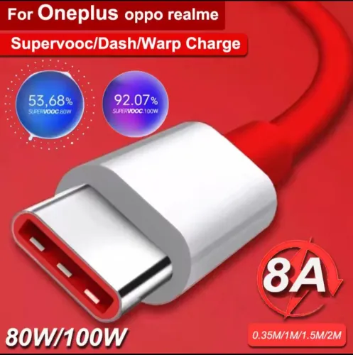 Cabo Carregador Supervooc para OnePlus/Oppo/Realme 1,5m