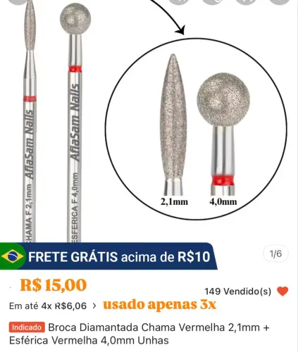 Broca Diamantada Chama Vermelha