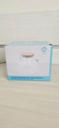 Chaleira de Vidro Borossilicato com Tampa de Bambu 1L