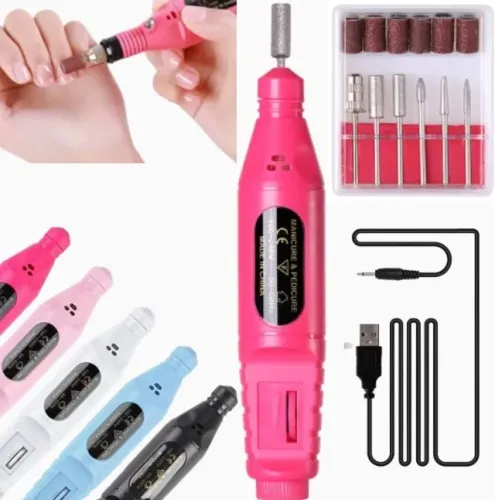 Lixadeira Unha Manicure Pedicure Elétrica Profissional e Cuidado Doméstico Cor Aleatória