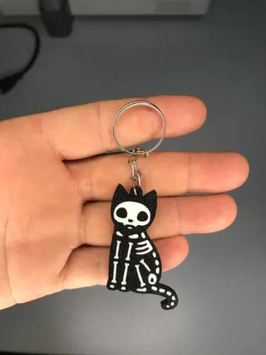 Chaveiro Gato Esqueleto 3D