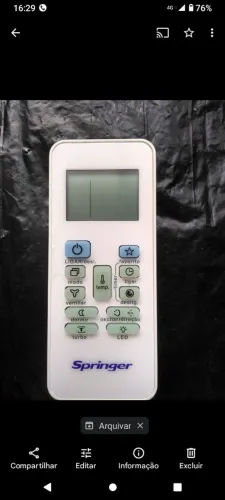 Controle Remoto Ar Condicionado Springer