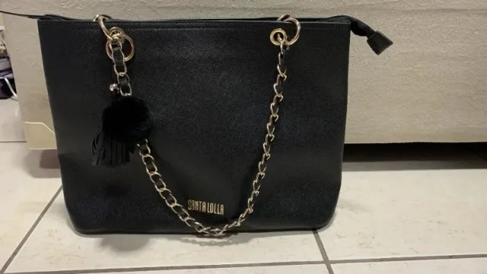 Bolsa Santa Lolla Preta e Dourada - ORIGINAL (POUCO USADA)