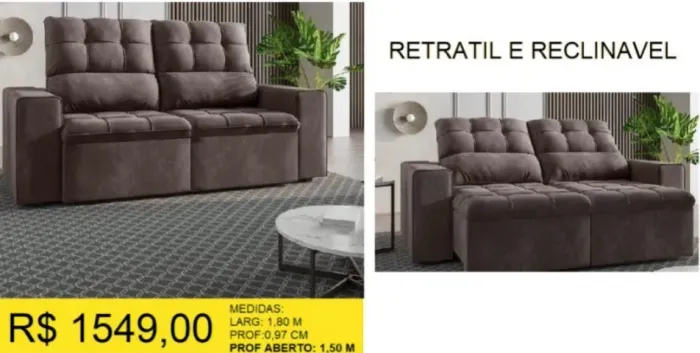 LINDO SOFÁ RETRATIL A PRONTA-ENTREGA.