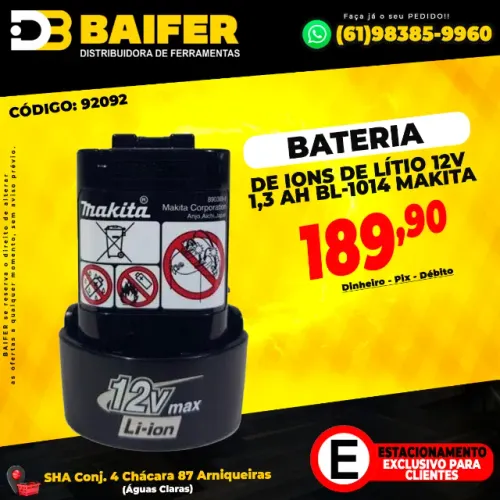 Bateria De Ions De Lítio 12V 1,3 Ah BL-1014 Makita