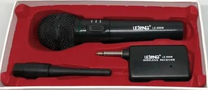 Microfone Sem Fio Profissional Completo Lelong Le 996w Preto