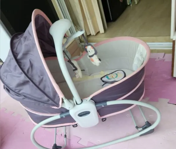 Cadeirinha de Descanso Mastela Reclinável - Moisés 5 em 1 até 18kg Cinza/Rosa